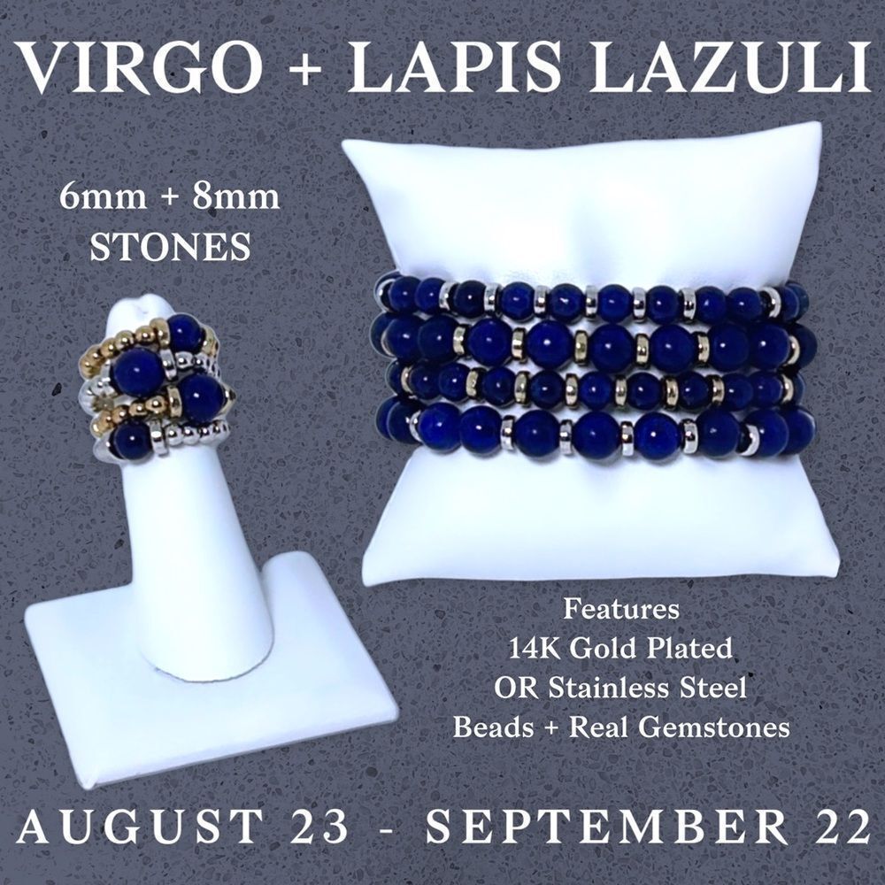 NWT Wool + Pepper Co. Virgo + Lapis Lazuli Bracelet - Zodiac x Gemstone